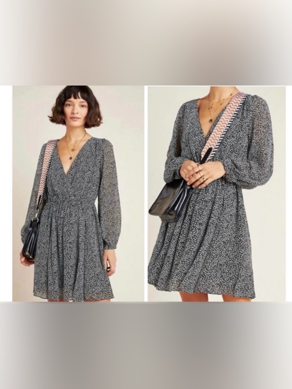 Anthropologie Carolyn Mini Black and White Floral Dress- Size XL